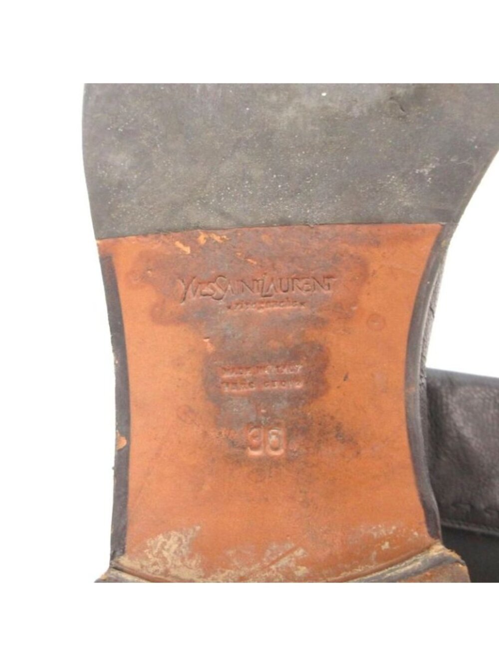 Saint Laurent Yves Side Gore Boots Long Leather 36 Black Heel - Picture 7 of 9